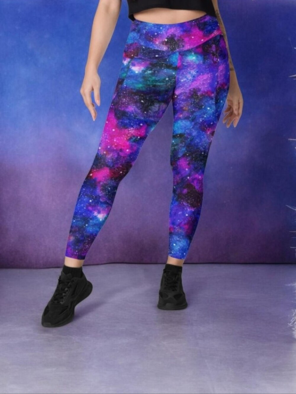 #K10 Galaxy Print Women's Workout Leggings - Multicolor